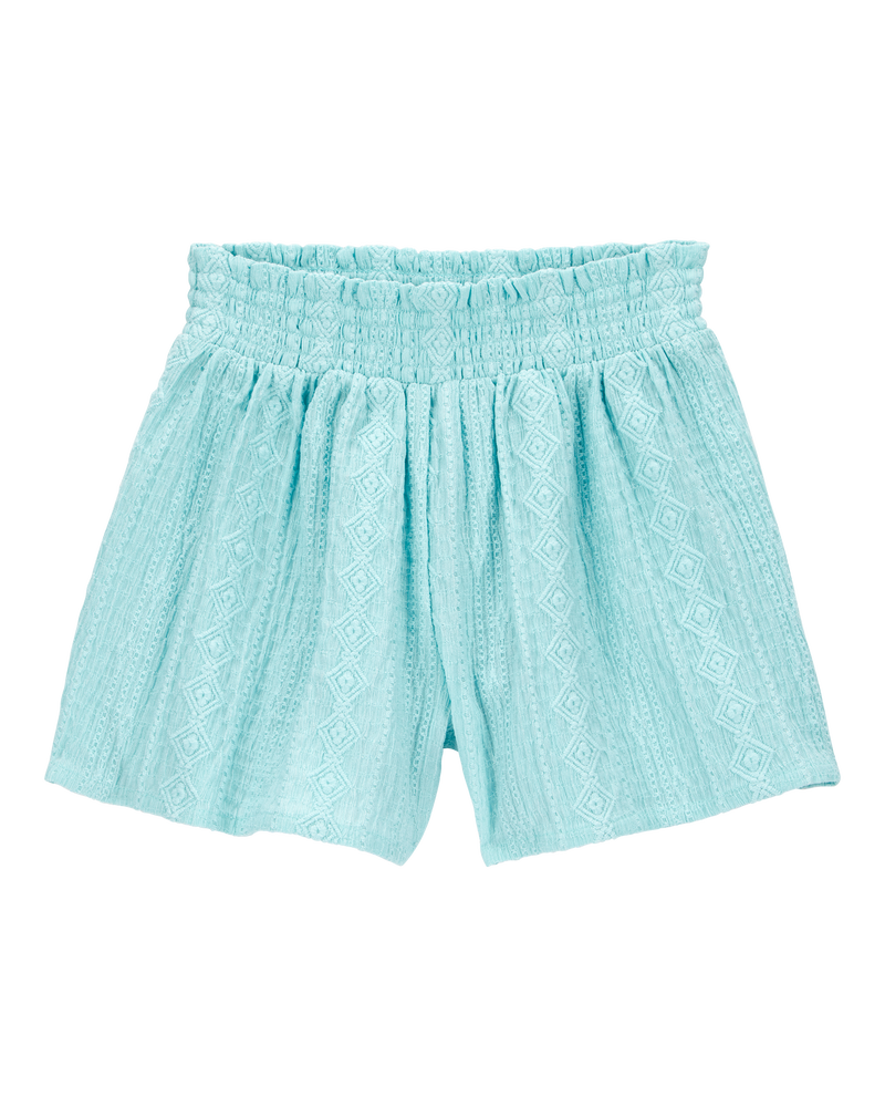 Kid 2-Piece Ruched Textured Tank & Pull-On Smocked Shorts Set - Blue, image 5 of 7 slides