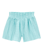Kid 2-Piece Ruched Textured Tank & Pull-On Smocked Shorts Set - Blue, image 5 of 7 slides