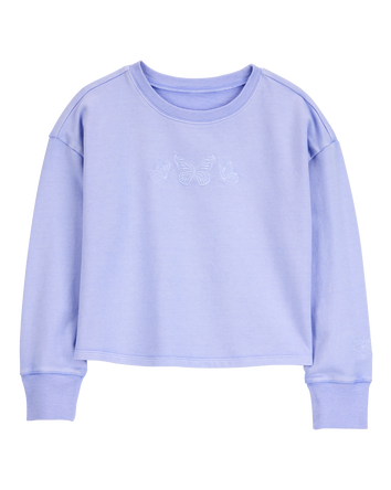 Girls Butterfly-Print French Terry Pullover - Purple, 