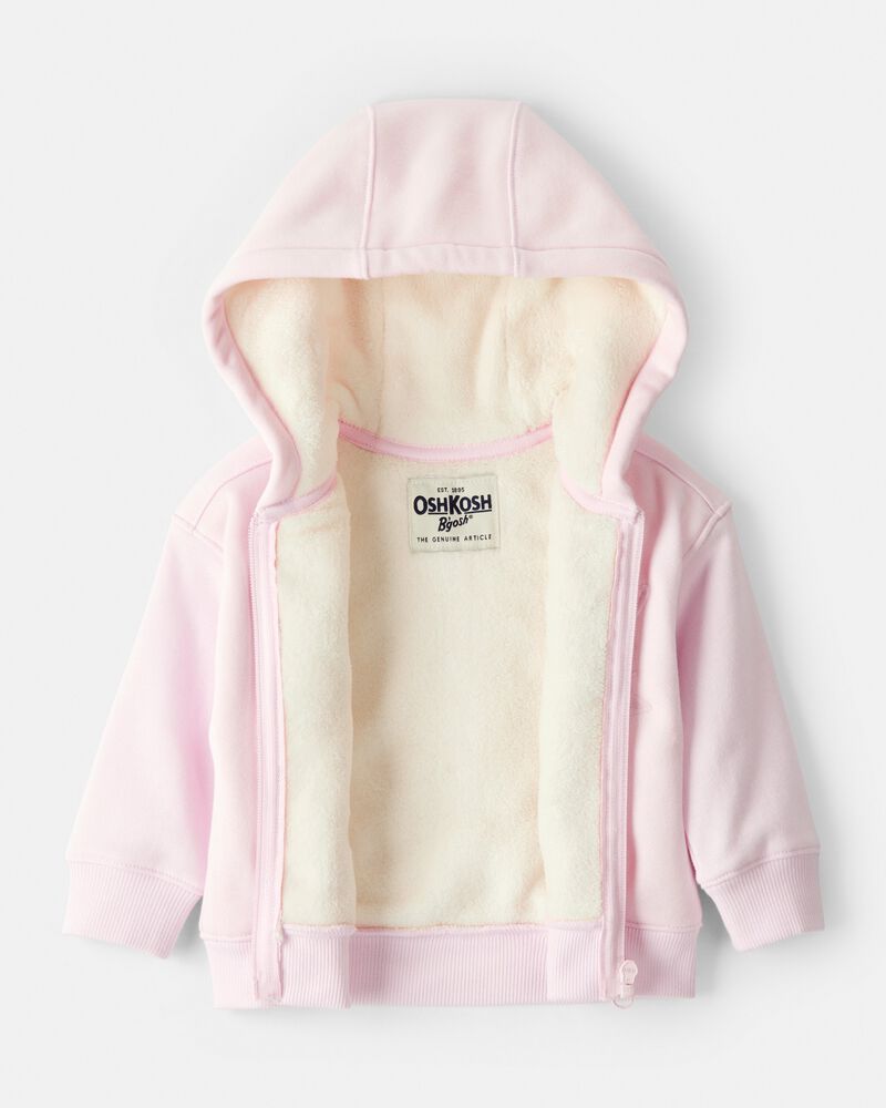 Baby Girl 2-Piece Hooded Zip-Up Jacket & Joggers Set - Pink, image 3 of 8 slides
