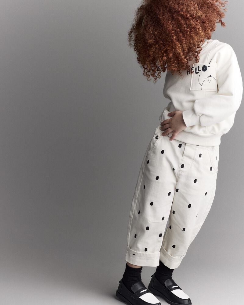 Toddler Hello!' Pullover Sweatshirt - Cream, image 3 of 6 slides