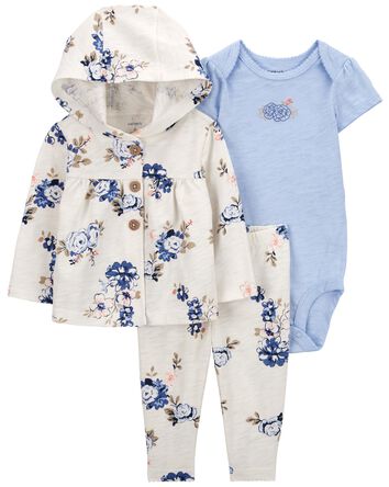 Baby 3-Piece Floral Little Cardigan Set, 