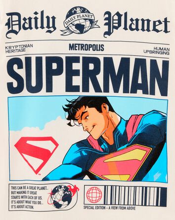 Boys Super-Man Newspaper Short-Sleeve Graphic Tee - Ivory, 