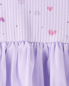 Baby Girl Heart Print Long-Sleeve Dress - Purple, image 4 of 5 slides