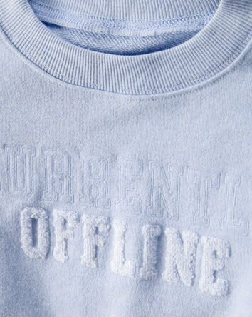 Kid Oversized "Currently Offline" Graphic Sweatshirt - Blue, 