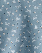 Baby Girl 2-Piece Bow Print Cotton Long-Sleeve Hoodie & Pant Set - Blue, image 2 of 3 slides