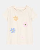 Toddler Girl Flower Short-Sleeve Graphic Tee - Cream, image 1 of 3 slides