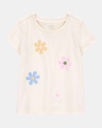 Toddler Girl Flower Short-Sleeve Graphic Tee - Cream, 