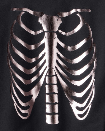 Boys Metallic Skeleton Long-Sleeve Graphic Tee - Black, 