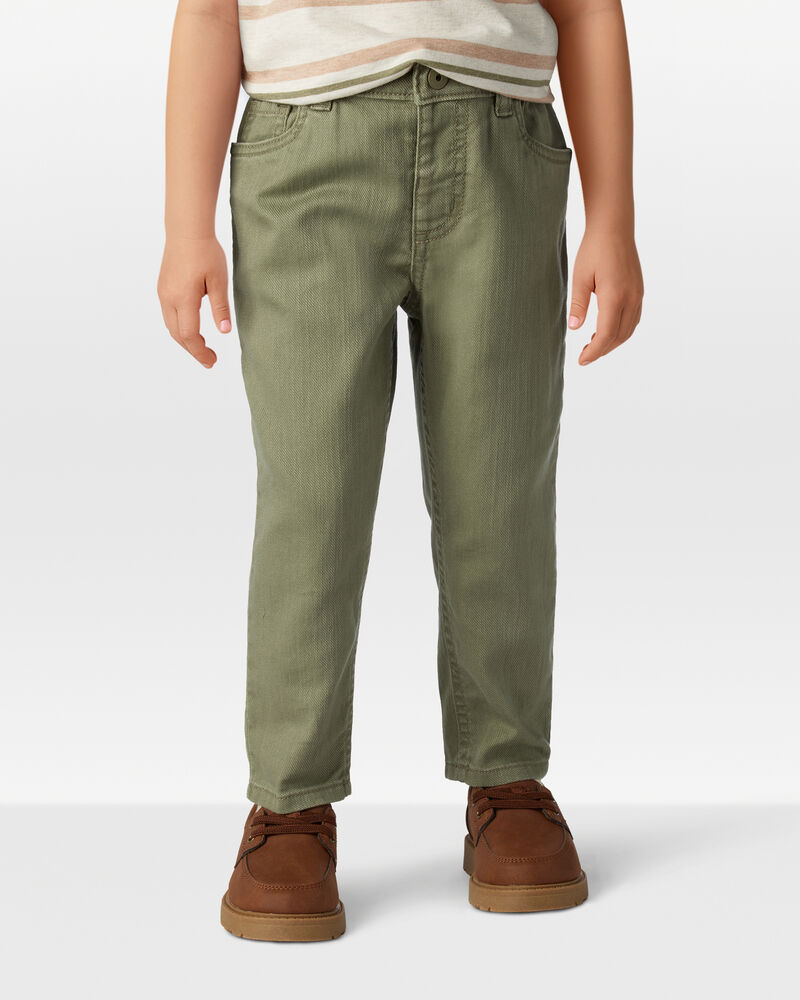 Toddler Boy  Tapered 100% Cotton Twill Pants - Green, image 3 of 6 slides