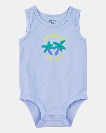 Baby Chillest Lil Bro Sleeveless Bodysuit - Blue, 