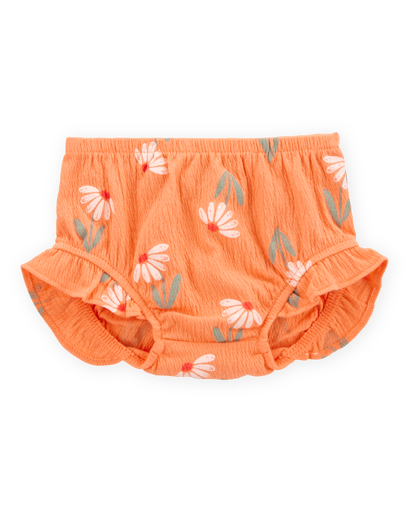 Baby Girl 3-Piece Floral  Outfit Set - Orange/White, image 2 of 6 slides