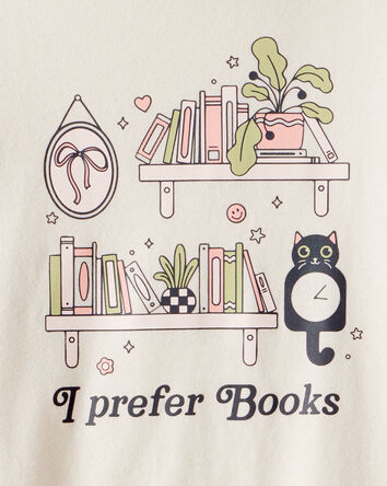 Girls I Prefer Books Long-Sleeve Graphic Tee - White, 