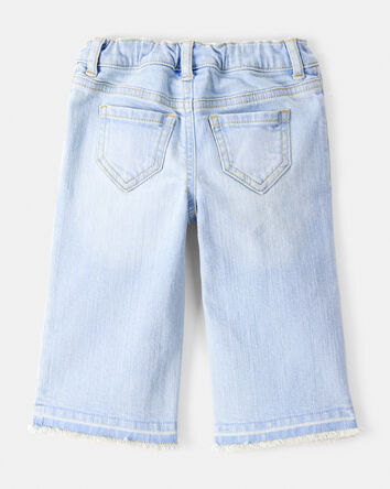 Baby Embroidered Stretch Denim Wide Leg Jeans - Cowboy Wash, 