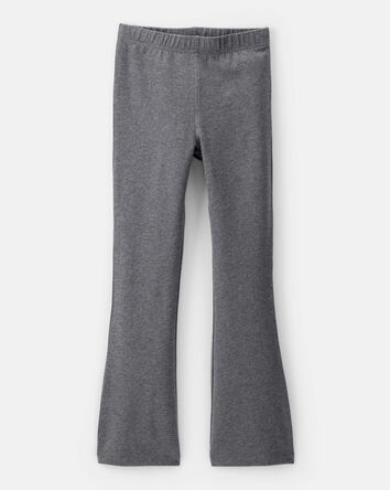 Girls Solid Cotton Flare Stretch Leggings - Grey, 