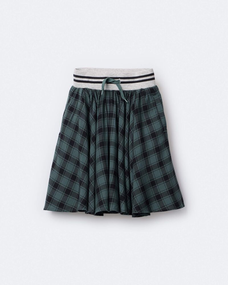 Toddler Girl Avenue Twirl&trade; Midi Skirt in Plaid - Green/Black, image 2 of 7 slides