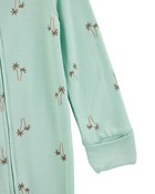 Baby Boy Palm Tree Print 2-Way Zip PurelySoft Convertible Foot Sleep & Play Pajamas - Mint, image 2 of 7 slides