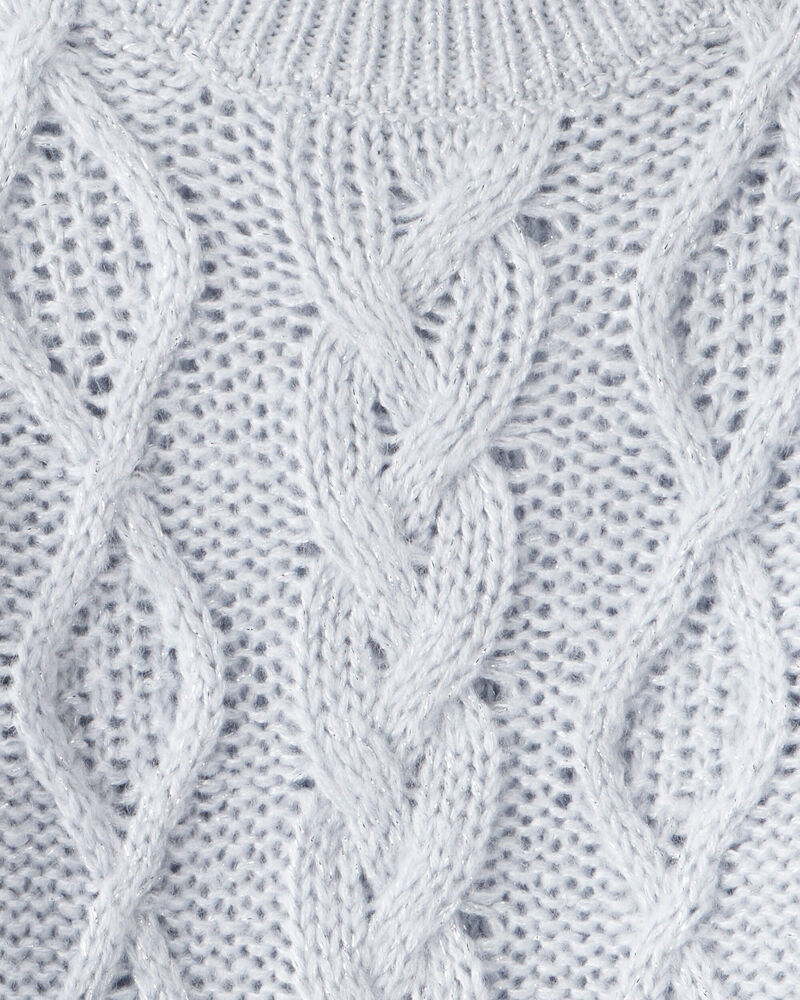 Toddler Girl Metallic Cable Knit Long-Sleeve Sweater - Blue, image 3 of 4 slides