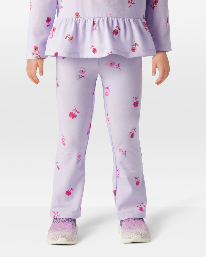 Toddler Girl 2-Piece Floral Long-Sleeve Top & Flared Leggings Set - Purple, image 7 of 8 slides