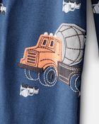 Toddler Boy Construction 100% Cotton 1-Piece Pajamas - Navy, image 2 of 4 slides