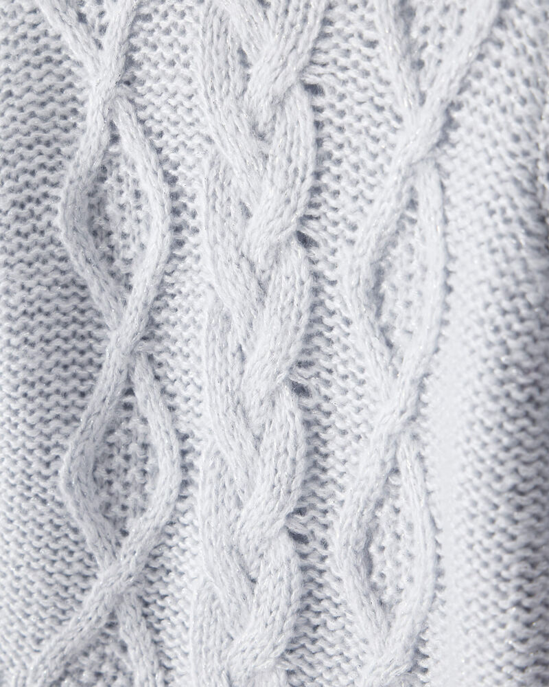 Toddler Girl Metallic Cable Knit Long-Sleeve Sweater - Blue, image 2 of 4 slides