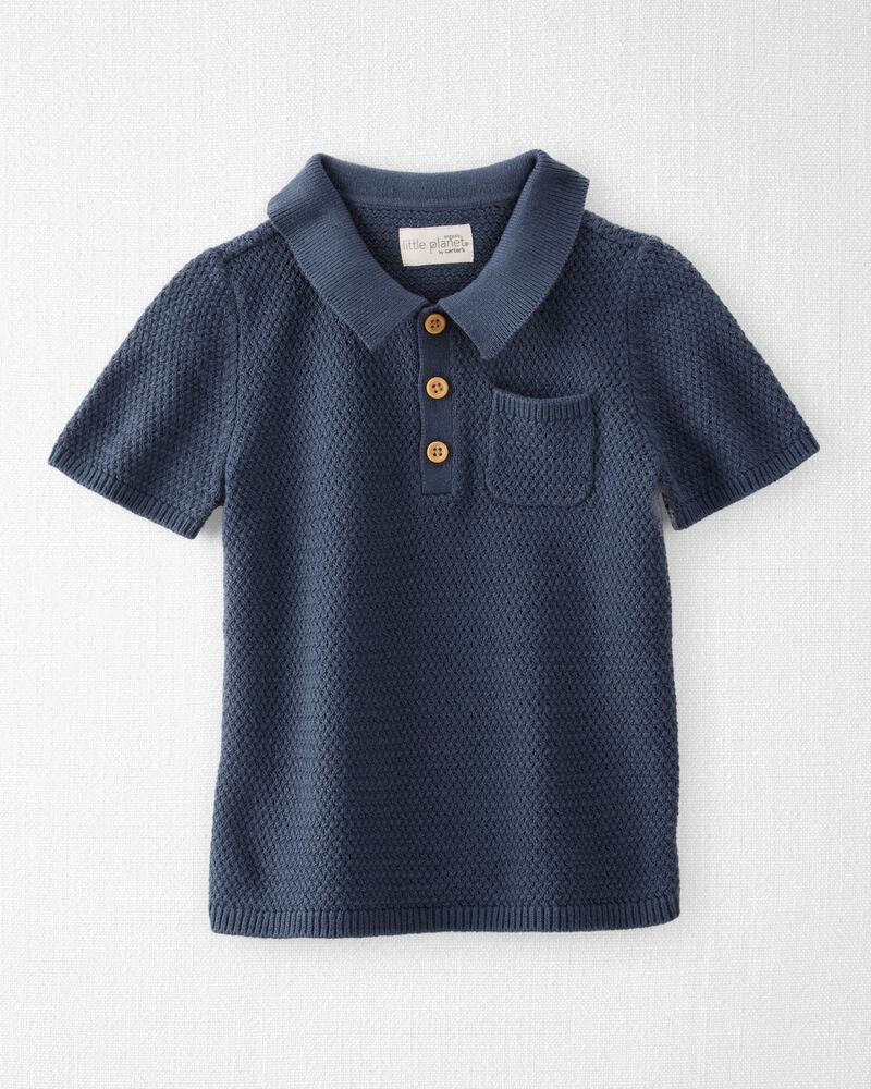 Toddler Organic Cotton Sweater Knit Polo Shirt, image 1 of 4 slides