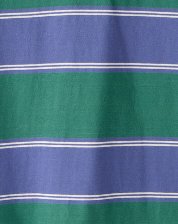 Boys Cotton Short-Sleeve Stripe Polo - Green/Blue, 