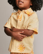 Toddler Boy Button-Down Short-Sleeve Shirt in Sunny Life Print - Yellow, image 4 of 6 slides