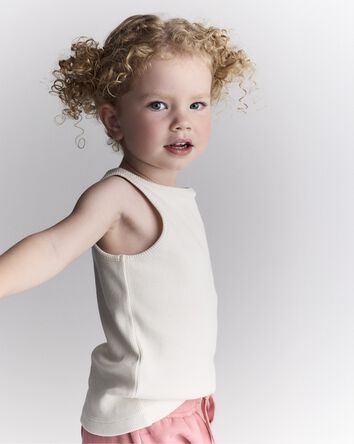 Toddler Girl Ribbed Playtime Tank Top - Cream, 