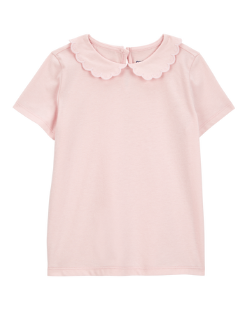 Toddler Scalloped Collar Short-Sleeve Top - Pink, 