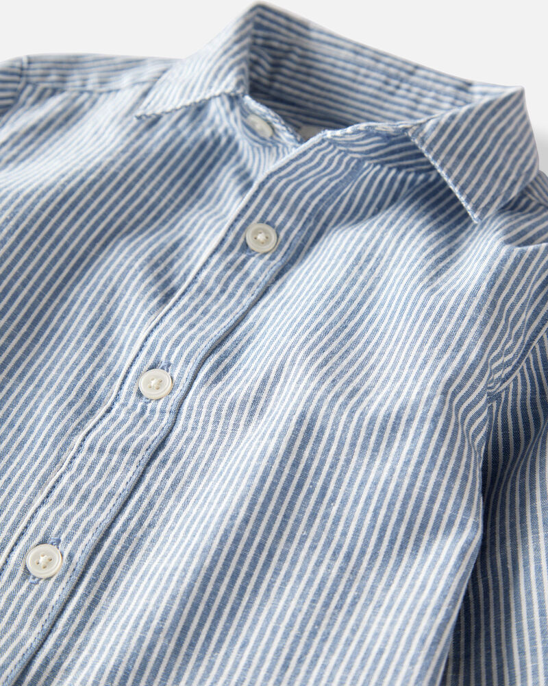 Toddler Boy Button-Front Shirt Made with Organic Cotton, image 2 of 4 slides