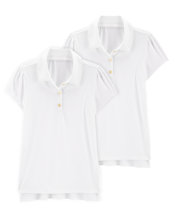 Kid 2-Pack Active Uniform Polo Shirts in Moisture Wicking BeCool&trade; Fabric - White, 