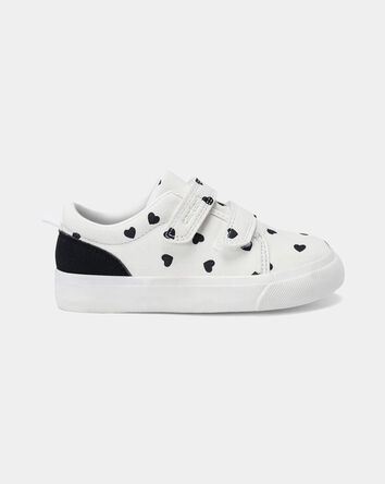 Toddler Girl Heart Print Casual Sneakers - White/Black, 