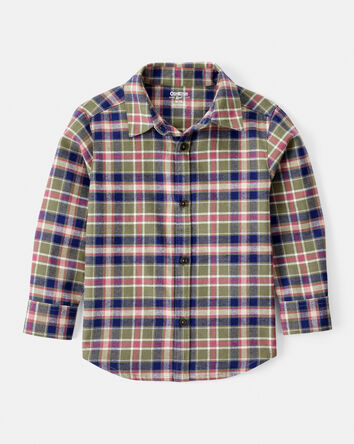 Toddler Boy Plaid Cotton Long-Sleeve Button-Down Shirt, 