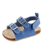 Baby Chambray Buckle Faux Cork Sandals, image 6 of 6 slides