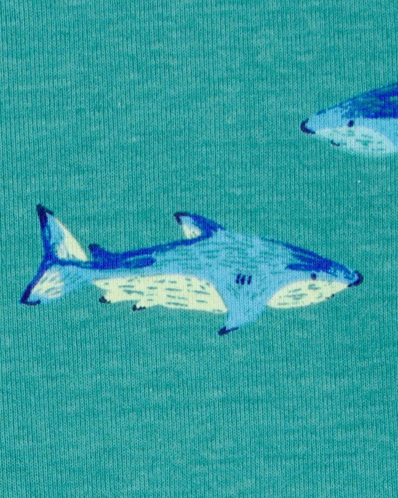 Baby Boy Shark Print Snug Fit Cotton 4-Piece Pajamas, image 3 of 4 slides