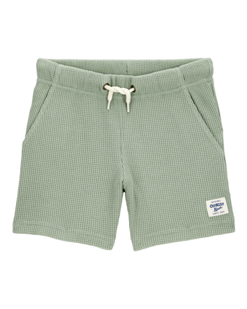 Baby Waffle Knit Drawstring Shorts - Green, 