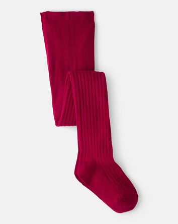 Girls Rib Tights - Red, 