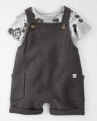 Baby Organic Cotton Shortall Set in Panda Bear, image 1 of 6 slides