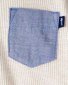 Baby Boy Waffle Knit Long-Sleeve Hooded Top - Cream, image 2 of 3 slides