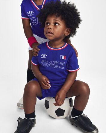 Baby Umbro France Soccer Romper - Blue/Red/White, 