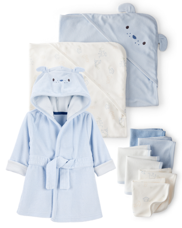 Baby 9-Piece Dog Bath Time Gift Set - Blue, 