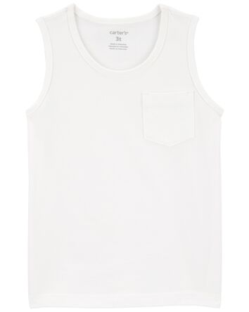 Toddler Boy Pocket Tank - White, 