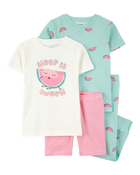Baby Girl 4-Piece Watermelon 100% Snug Fit Cotton Pajamas - Green, image 1 of 4 slides