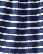 Baby Pointelle Striped Ruffle  Short-Sleeve Bodysuit - Navy/White, image 2 of 3 slides