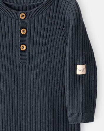 Baby Button-Down Sweater Jumpsuit - Navy, 