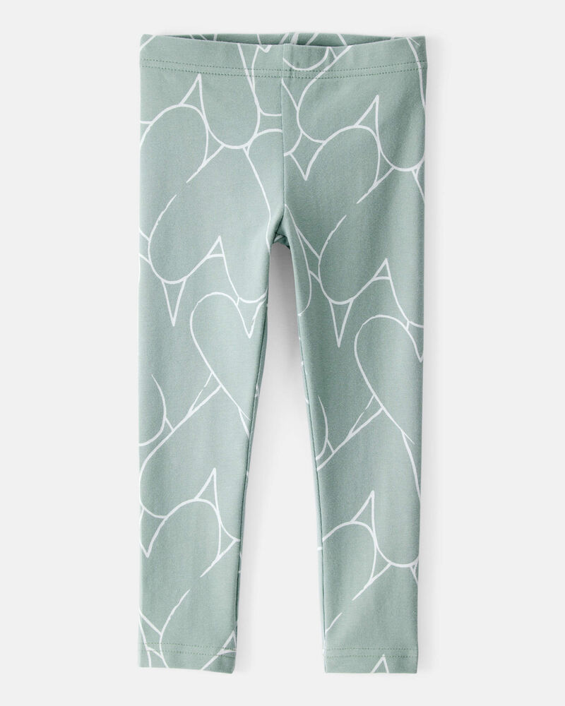 Toddler Girl 2-Piece Heart Print Top & Stretch Leggings Set - Green, image 4 of 8 slides