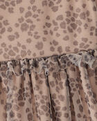 Toddler Girl Leopard Print Sleeveless Tulle Occasion Dress - Brown, image 3 of 4 slides