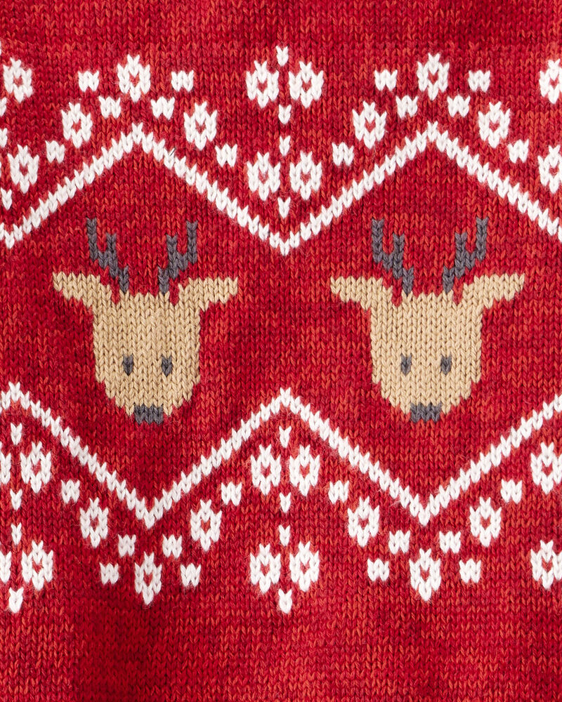Baby Boy 2-Piece Fair Isle Long-Sleeve Tee & Pant Set - Red/Brown, image 3 of 4 slides