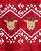Baby Boy 2-Piece Fair Isle Long-Sleeve Tee & Pant Set - Red/Brown, image 3 of 4 slides